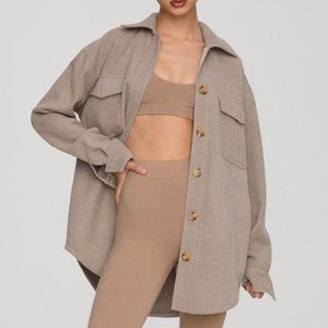 Good American - OVERSIZE WOOL SHACKET | HEATHERED SEPIA002